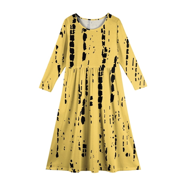Drmagiyhm Girls Maxi Dress Size 10-12 Crew Neck wave point Tiered Dresses  Autumn Party Long Sleeve Boho a Line Dresses with Pockets 9-10 Years -  Walmart.com