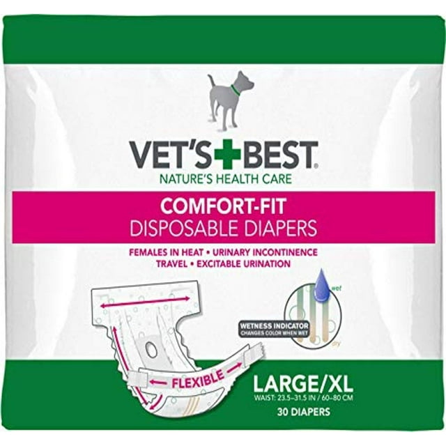 Pañales para perros Vet's Best Comfort Fit, desechables, para mujer, 30 unidades