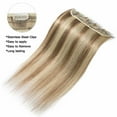 thumbnail image 4 of Benehair Clip In 100% Remy Real Hair Extensions Thick One Piece Hair Extensions Weft 3/4 Full Head Straight Hair Highlight Blonde Soft, 4 of 13