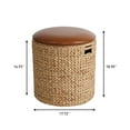thumbnail image 3 of happimess Josie 18" Modern Coastal Hand-Woven Hyacinth Storage Ottoman with Lid, Natural/Brown, SSL1003A, 3 of 4