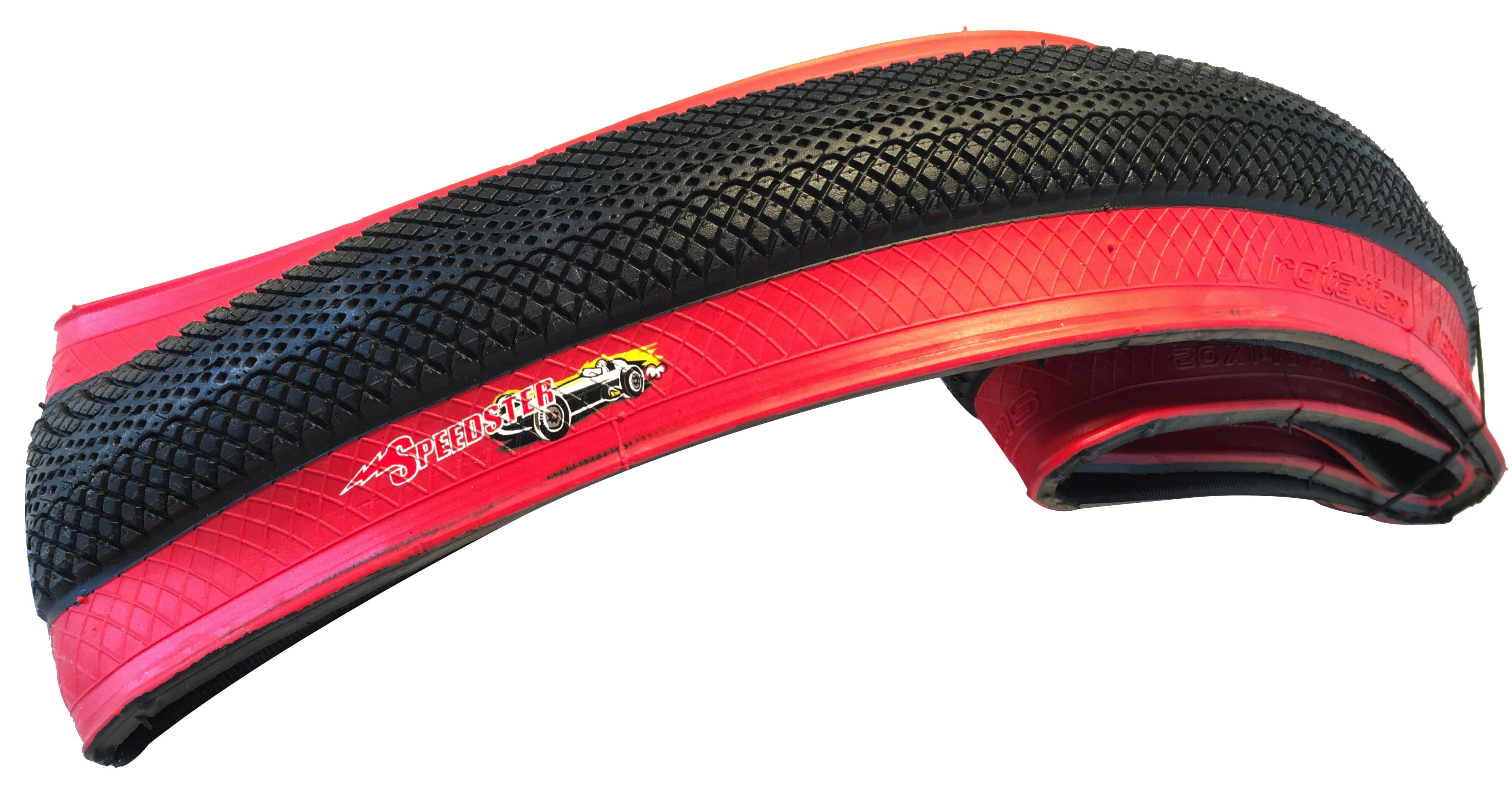 2 Vee Tire BMX Speedster 20x1 3/8 Pair of Folding Bead Red Wall Bike
