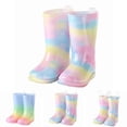 thumbnail image 2 of Kids Glitter Rain Boots Rainbow Portable Toddler Girls Boys Shoes Lightweight, 2 of 7
