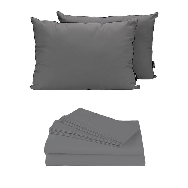 Juego de Sábanas King Size + Almohadas 2 Pack Spring Air Gris DICASA Standard 68X50 cm Soft Sensation