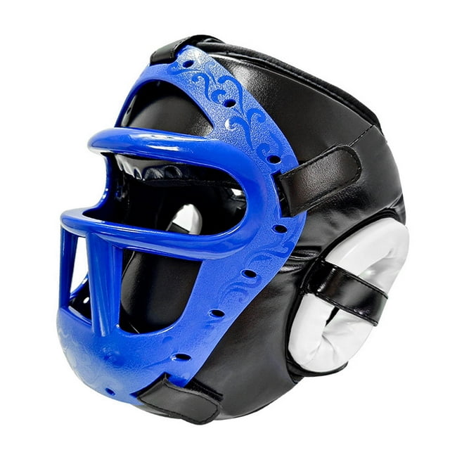 Casco de boxeo, accesorios versátiles, equipo de cabeza para hombres y mujeres, casco de Mma para Kickboxing, Karate, lucha y Sparring Máscara azul M