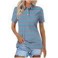 thumbnail image 1 of Blusas para las Mujeres Impresión Casual Manga Corta Turndown Collar Botón Superior, Tops Cortos para las Mujeres, 1 of 5