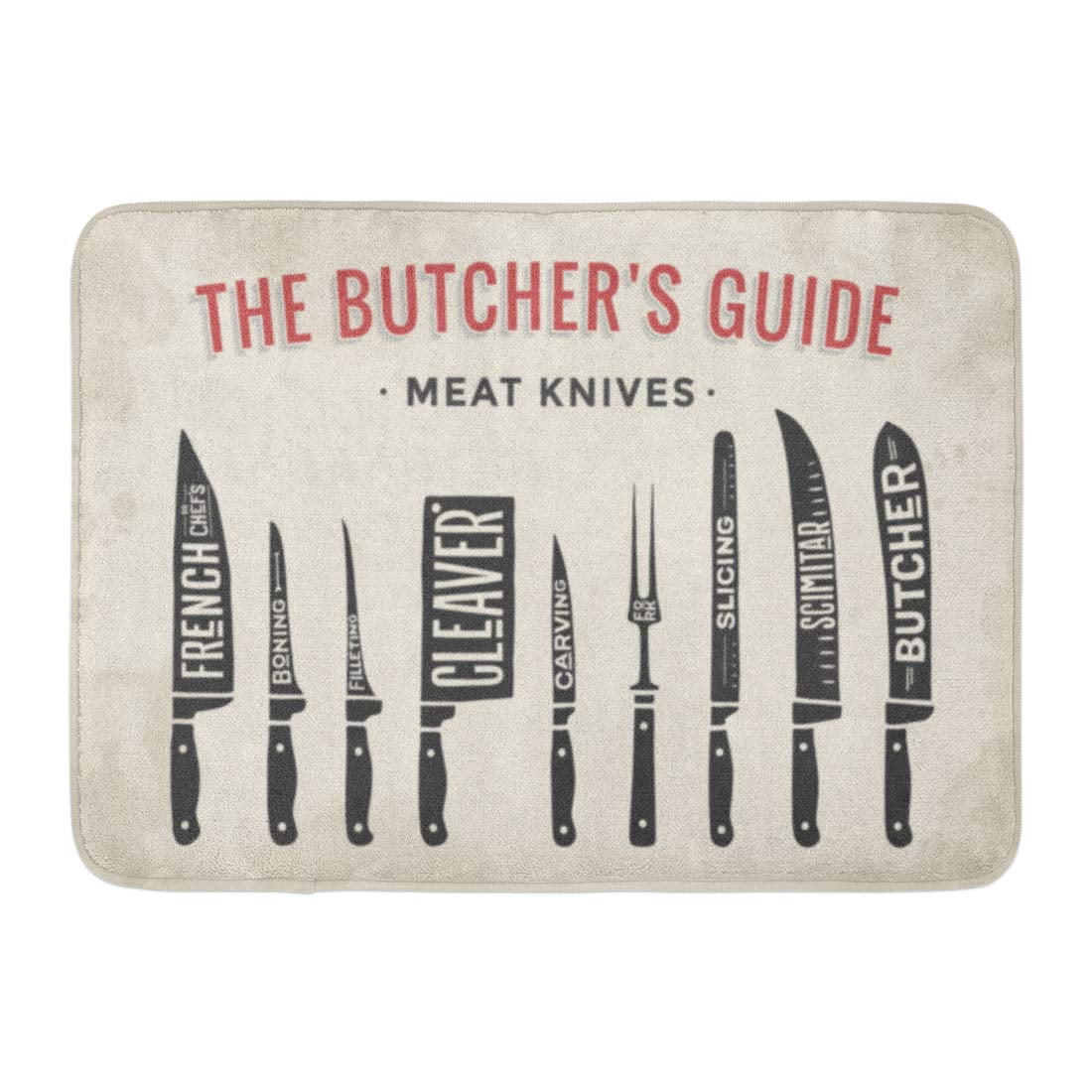 GODPOK Black Cut Meat Cutting Knives Butcher Diagram and Scheme Knife of Design Themes Vintage