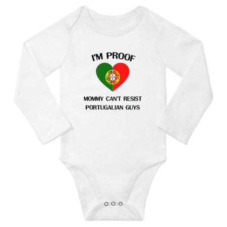 

I m Proof Mommy Can t Resist Portugalian Guys Baby Long Sleeve Romper Bodysuit (White 18 Months)