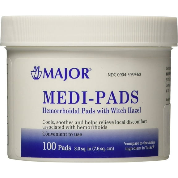 Major Medi-Pads Cools & Soothes Hemorrhoidal Laxative W/ Witch Hazel 100ct, 3-Pack