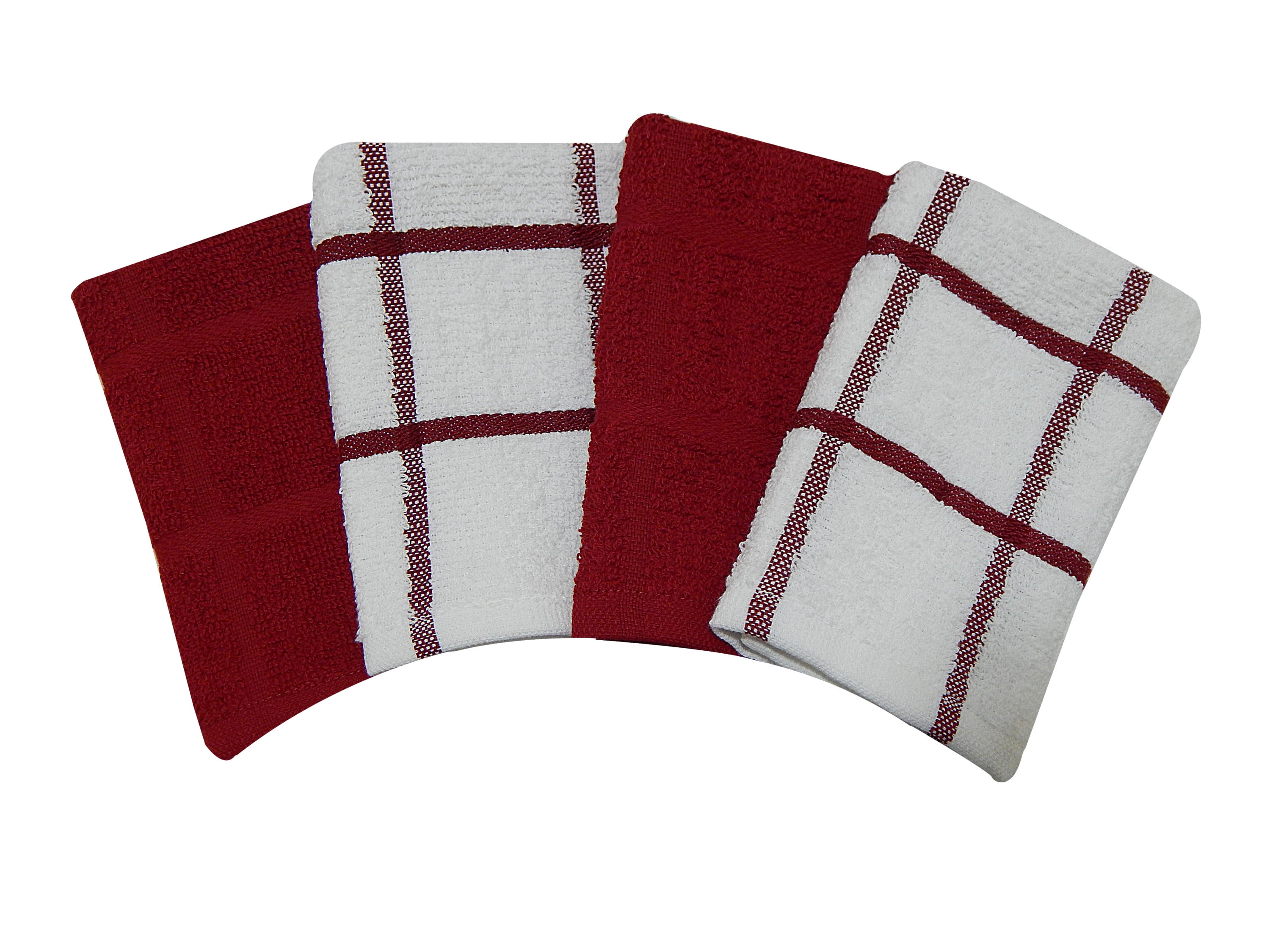NEW Kitchen Dishcloth Set of 2 Cooking Wine Theme Dishcloths Red Beige Cook  