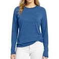 thumbnail image 6 of WTOBBY Women's Solid Color Long Sleeve Sports Top, Fitness Slim Fit Shirt with Finger Cots, Athletic Wear for Active Lifestyle, Breathable Workout Tee,Blue L, 6 of 6