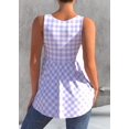 thumbnail image 3 of Women's Classic Gingham Sleeveless Peplum Tunic Top Button-Down Casual Tank Top with Side Pockets Flowy A-Line Summer Blouse, 3 of 3