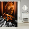 thumbnail image 2 of Orange Race Car Bath Curtain,Glitter Ombre Line Art Shower Curtain Sets Neon Light Sports Car Dashboard Bathroom Accessories,Black and White Grid Lattice Buffalo Plaid Decor, 2 of 4