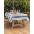 thumbnail image 3 of Outdoor Table Cloth with Umbrella Hole and Zipper, Blue Beige Waterproof Rectangle Tablecloth 54"x80", Modern Abstract Gradient Vertical Stripes Washable Table Cover for Outside Party Patio Picnic, 3 of 8