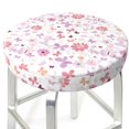 thumbnail image 3 of Balery Retro Floral Fundas de asiento para taburete de bar redondo de tela de terciopelo ajustables que protegen de arañazos y manchas para sillas de 14 a 17 pulgadas.-13 inch, 3 of 7