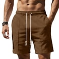 thumbnail image 6 of Besolor Men's Shorts Cotton Linen Wide Leg Elastic Waisted Lightweight Breathable Thin Casual Summer Shorts with Pockets(Large,Brown), 6 of 6