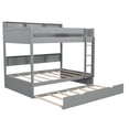 thumbnail image 6 of Harper & Bright Designs Twin Over Twin Bunk Bed with Trundle and Storage, Wood Bunk Beds Frame with Storage Bookcase Shelves for Apartment Dormitory, Gray, 6 of 8