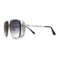 thumbnail image 6 of Mens Rectangular Rimless Racer Perforated Side Visor Metal Sunglasses Silver - Blue Mirror, 6 of 8