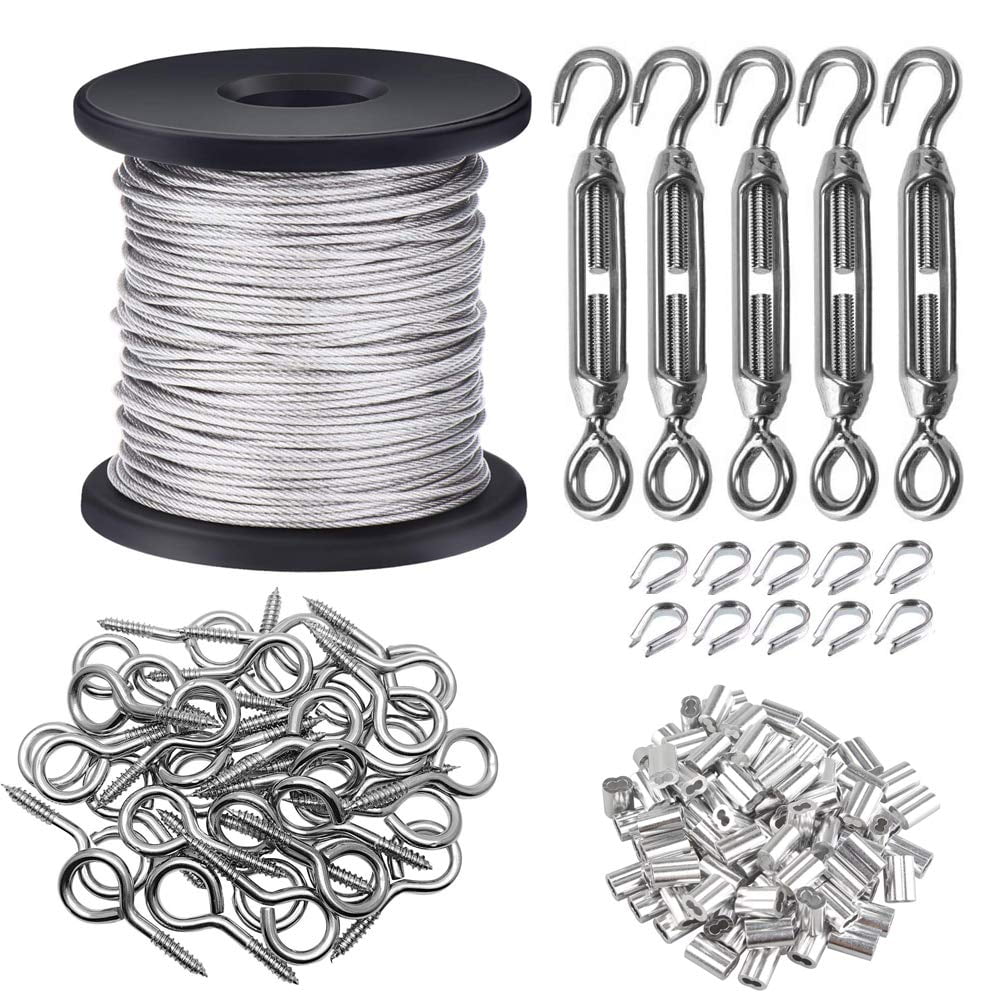 Tootaci Turnbuckle Wire Tensioner Strainer kit with 1/16" Wire Rope