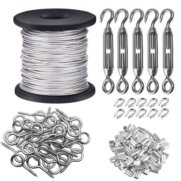 Tootaci Turnbuckle Wire Tensioner Strainer kit with 1/16" Wire Rope
