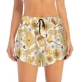 thumbnail image 2 of Yiaed Honey Honeycomb Print Women's Running Shorts with Liner 3 Zipper Pockets Elastic Workout Athletic Gym Yoga Shorts-, 2 of 7