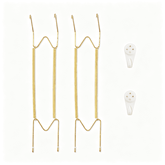 LQSEO 2 Pack Plate Hangers for the Wall,Suitable for 16-20" Decorative Plate,Stainless Steel Invisible Heavy Duty Wire Plate Holder with Wall Hooks,Plate Hangers for Displaying Plates