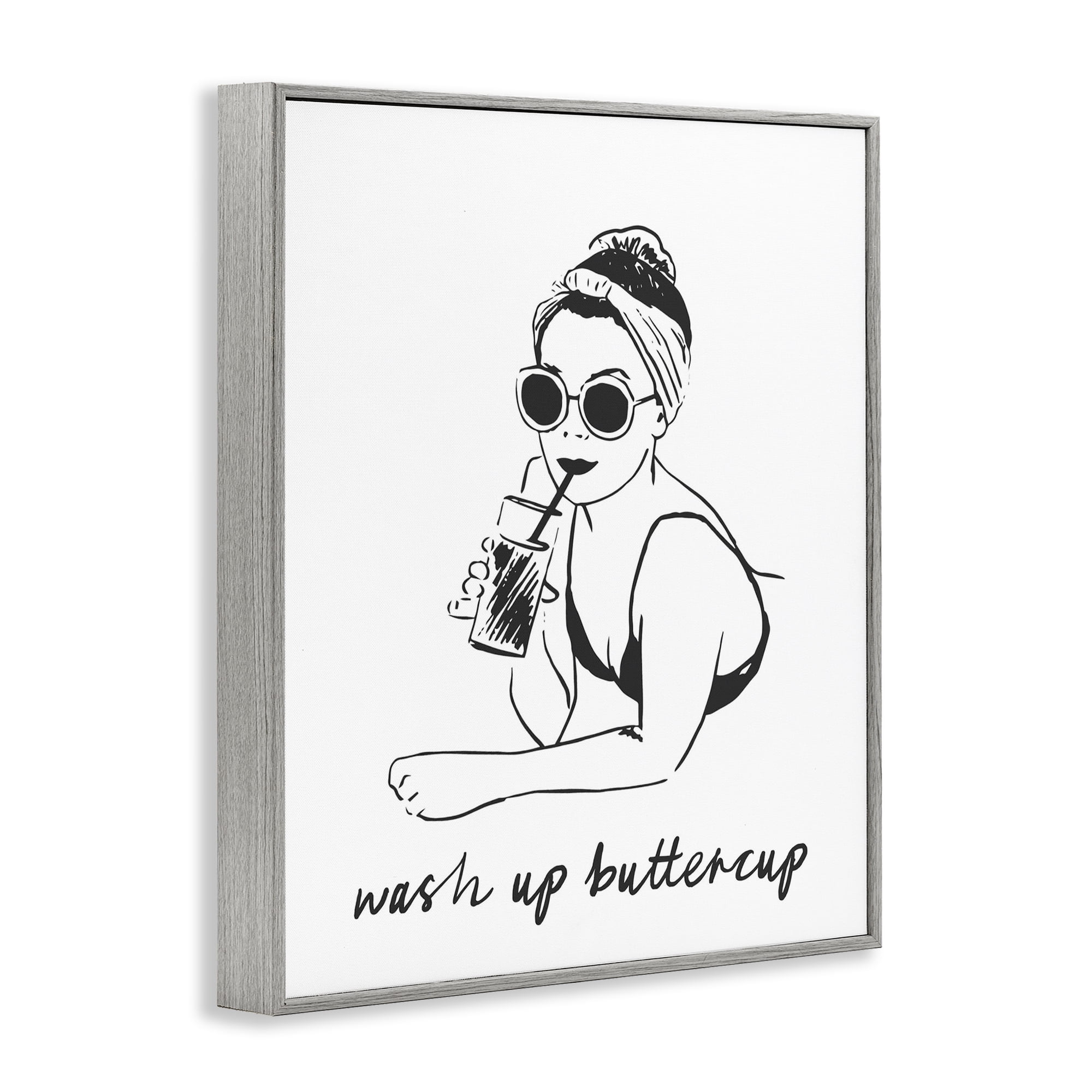 Stupell Industries Wash Up Buttercup Retro Gray Framed Giclee Art, design by Lettered and Lined
