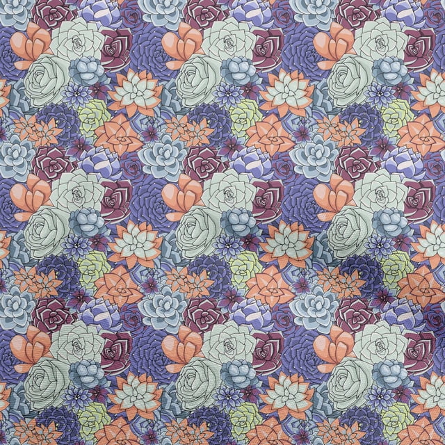 oneOone Viscose Jersey Bleuâtre Violet Tissu Imprimé Tissu Robe par la Cour 60 Pouces de Large