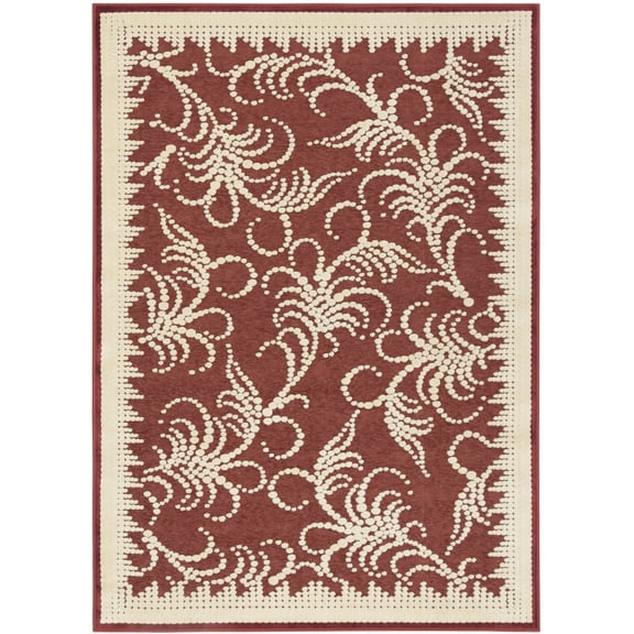 SAFAVIEH Martha Stewart Fountain Swirl Floral Area Rug, Red/Ivory, 5'3" x 7'6"