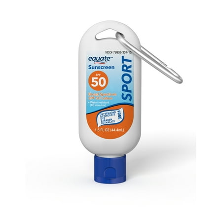 Equate Sport Broad Spectrum Sunscreen Lotion with Key Chain, SPF 50, 1.5 fl oz