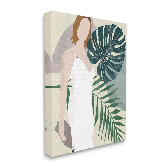 Stupell Industries Woman with Tropical Palms Shaded Plants Canvas Wall Art, 36 x 48, Design by Melissa Wang