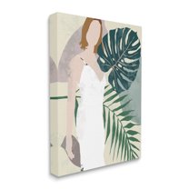Stupell Industries Woman with Tropical Palms Shaded Plants Canvas Wall Art, 36 x 48, Design by Melissa Wang