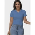 thumbnail image 3 of Women's Summer Short Sleeve Shirt V-Neck Collar Pullover Tops Lightweight Knit Polo Shirt, 3 of 4