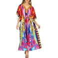 thumbnail image 2 of HAPPY BAY Women's Summer Loungewear African Beach Maxi Plus Size Kaftan Casual Slit Dress Caftan Swimsuit Coverup for Women 2X-3X Strawberry, Blossom, 2 of 6