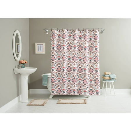 Better Homes & Gardens Jeweled Paisley Bath in a Bag Set with Shower Curtain & Bath Rugs, 15 Piece