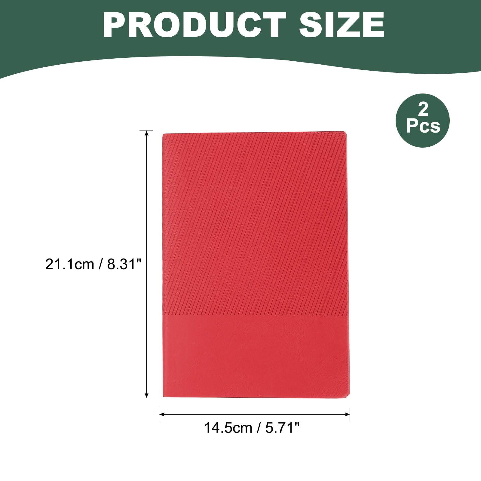 Uxcell Lined Journal Notebook 8.3" x 5.7", 2 Pcs A5 98 Pages Journaling Notebooks 80 GSM Thick Paper, Pu Leather Daily Journal Book Ribbed Texture, Red
