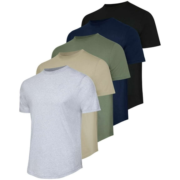 Real Essentials 5 Pack: Men’s 100% Cotton Hipster Curved Hem Droptail Tee – Premium Longline T-Shirts with Long Tail Drop Cut