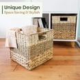 thumbnail image 6 of 13x13x13 Storage Cube Bins Wicker Storage Basket for Cube Shelf, Natural Foldable Square Baskets for Storage, Large Woven Cube Storage Bin with Handle, Baskets for Pantry, Bedroom Set of 4, 6 of 6
