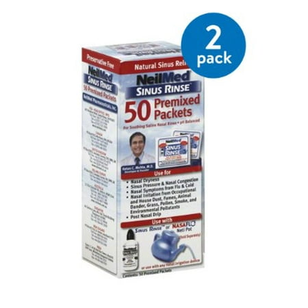 (2 Pack) NeilMed Sinus Rinse Premixed Packets, 50 (Best Salt For Neti Pot)