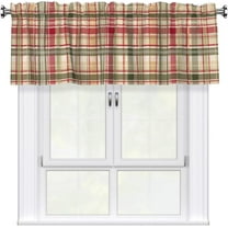 54"x18" Fall Window Treatment Valances Rustic Autumn Buffalo Plaids Rod Pocket Short Kitchen Valance 1 Panel Thanksgiving Checkered Curtain Valance for Bathroom Living Room