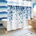 thumbnail image 5 of No Hook Shower Curtain, Blue Eucalyptus Leaves Shower Curtains for Bathroom with See Through Top Window, Summer Botanical Weeping Waterproof & Washable Bath Curtain Long 72"x78", 5 of 9
