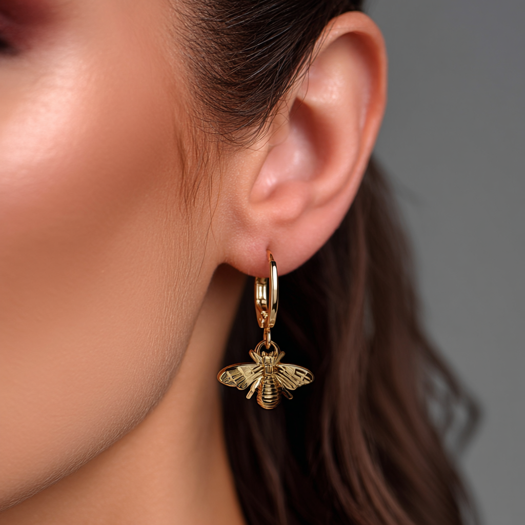 Amy & Annette 14K Gold Plated Bee Huggie Earrings photo 3