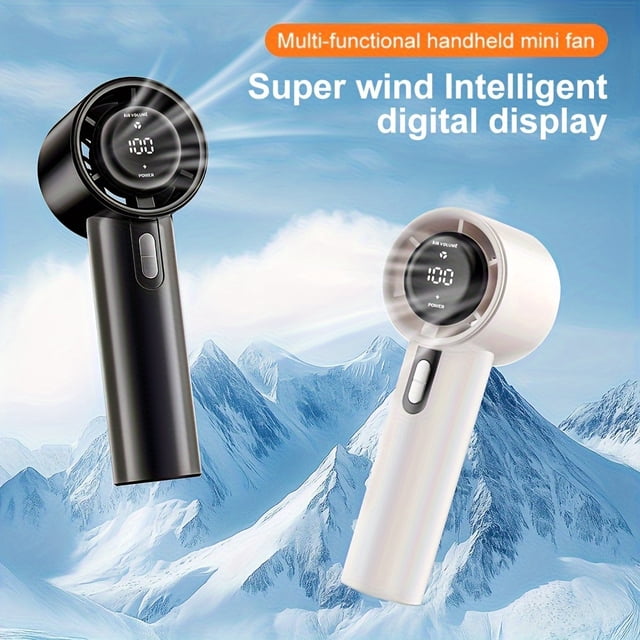 Juego de 2 Ventiladores Ajustables de 100 Velocidades y Alta Capacidad de 3000mAh (Colores Clásicos) - Pantalla Digital Inteligente | Diseño con Cordón para Colgar, Puerto de Carga USB