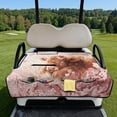 thumbnail image 2 of COEQINE Quilted Seat Cover for Golf Carts, Includes Carry Handle for Bag-Style Folding, Universal Fit Most 2-Seaters, 4 Storage Pockets, Ideal Gift for Golfers, Highland Cow Flower Pink, 2 of 8