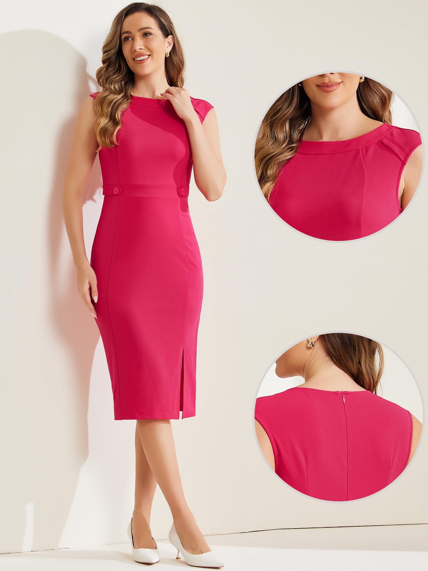 DARING DIVA Slim Fit Sleeveless Work Dress XL Hot Pink