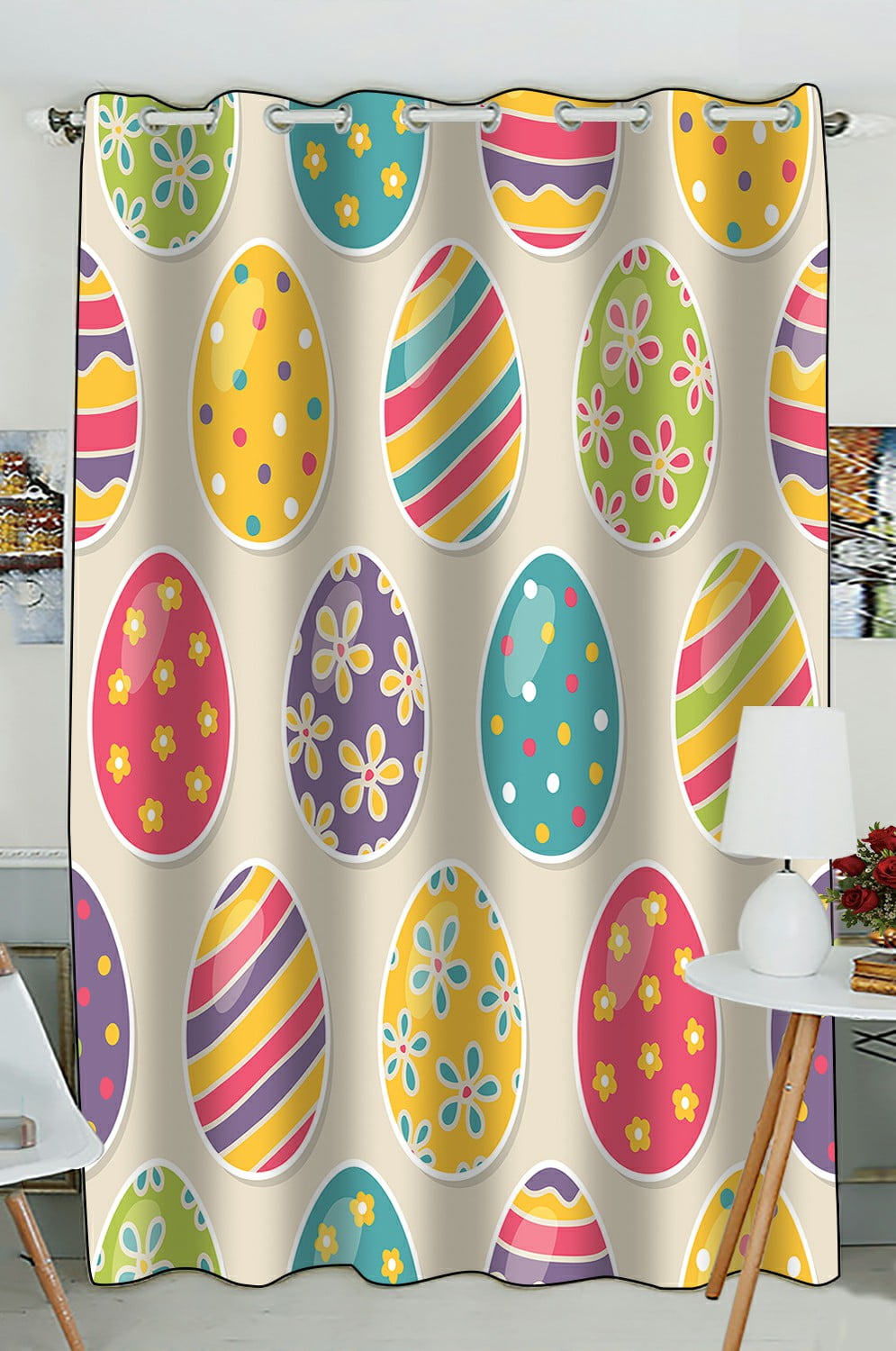 ABPHQTO Easter Eggs Grommet Blackout Curtain Room Darkening Curtains