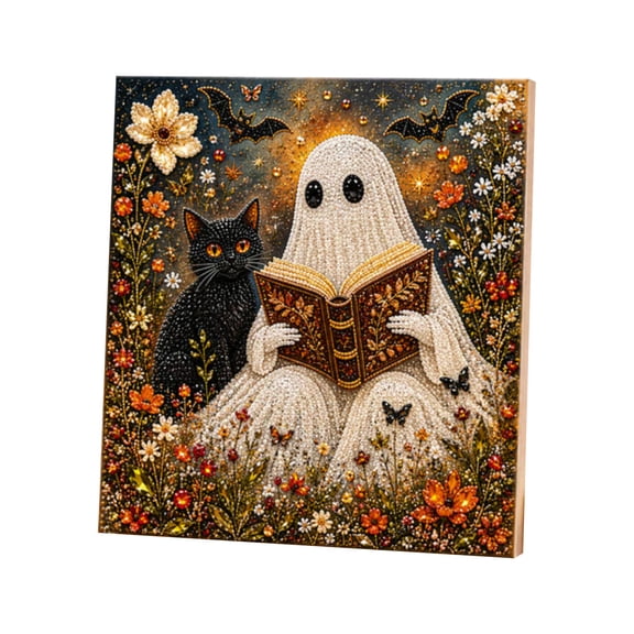 Halloween Ghost Pearl Art DIY Kit, 3D Pearl and Diamond Art Craft,B | Handcrafted Pearl Art and, Creative Halloween, Themed Diamond Painting Create a Cozy Festive Atmosphere