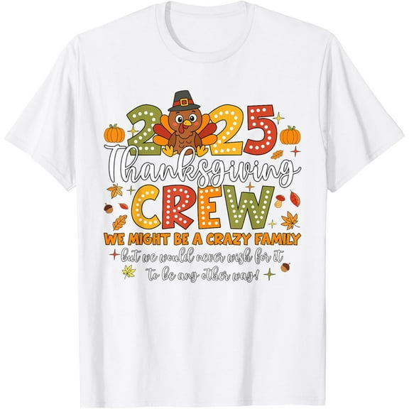 Family Thanksgiving 2025 Thanksgiving Crew Turkey Matching T-ShirtMen's and women's pure cotton short-sleeved shirts