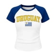 thumbnail image 5 of Gsakboxl T Shirts for Women Women Retro World Cup National Flag Fan Support Cropped Short Sleeve T Shirt Soft Breathable Lightweight Casual Going Out Summer Fashion Top For Sports Supporters Blue L, 5 of 8