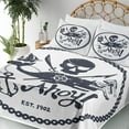 thumbnail image 5 of Ambesonne Vintage Fitted & Top Sheet Set with Shams, Nautical Pirate Skull, Dark Blue White, 5 of 8
