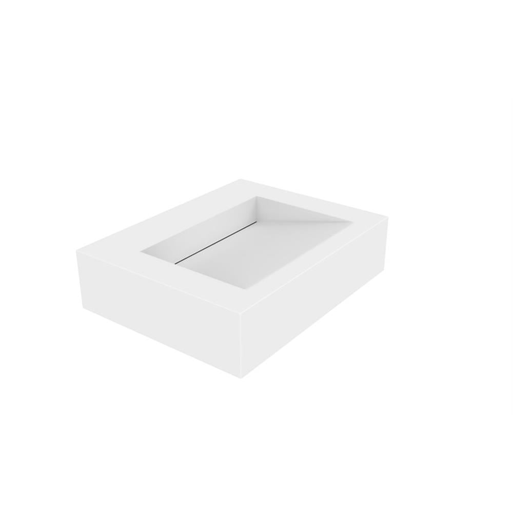 Pyramid 24" Stone Bathroom Sink w/No Faucet Hole in White